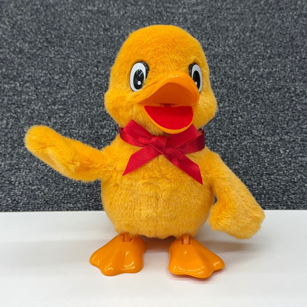 Vtg Jamina Korea Walking Duck Plush Toy Yellow Motorized Battery‎ Operated 7.5"